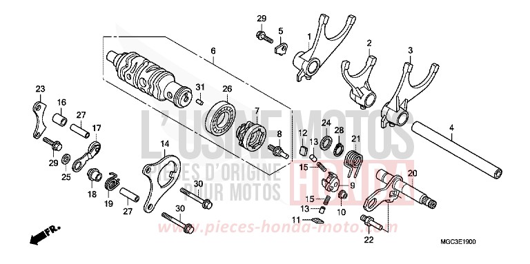 GEARSHIFT DRUM/GEARSHIFT FORK for CB1100 ABS PEARL MILKEY WHITE (NH162) from 2013